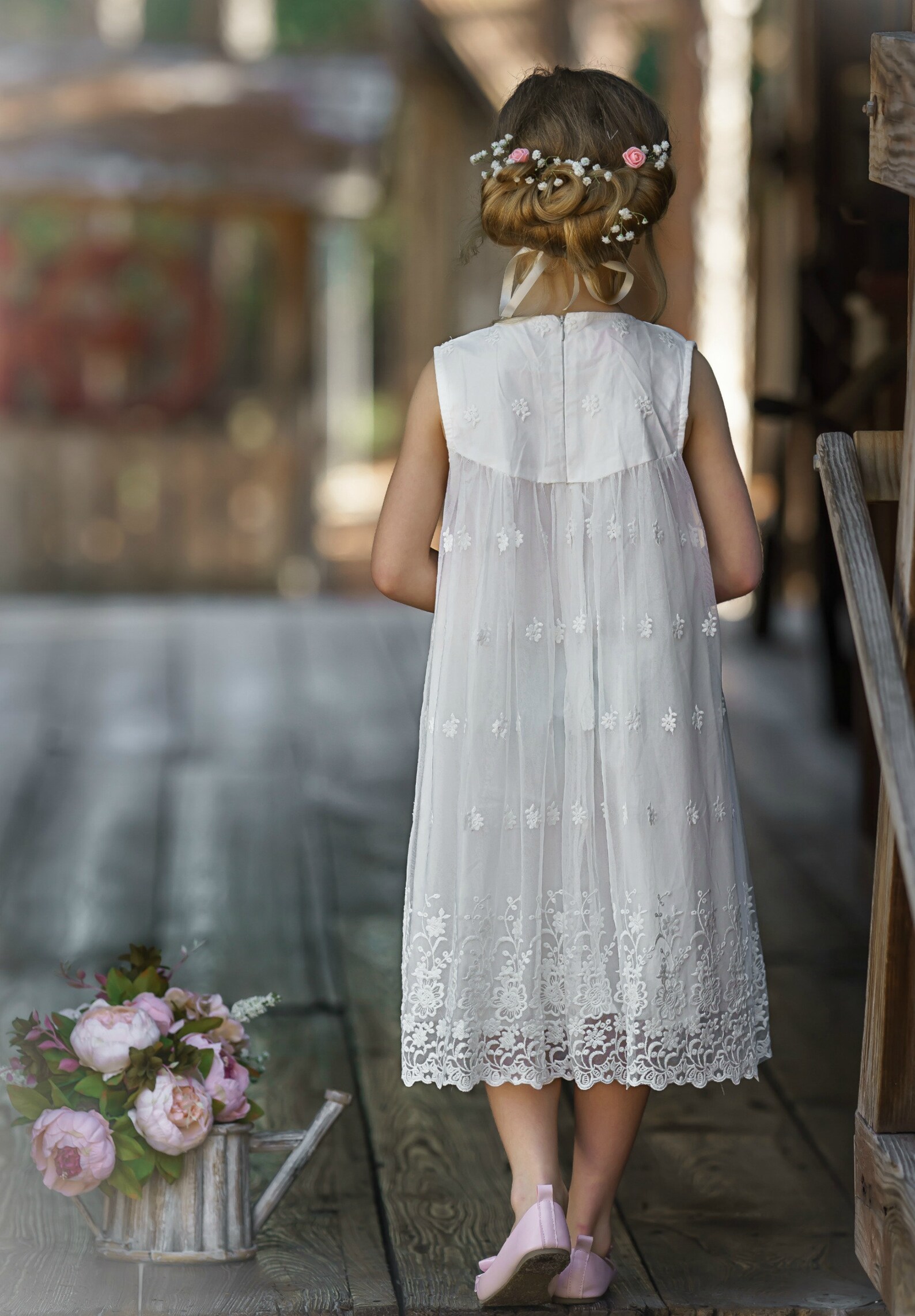 White Flower Girl Dress Girls Lace Dress Rustic Flower Girl Etsy