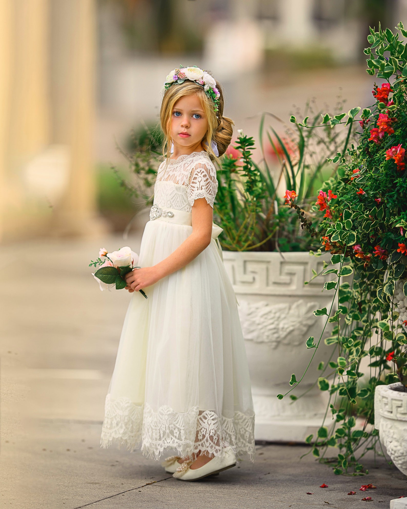 Lace Flower Girl Dress Ivory Rustic Flower Girl Dress - Etsy