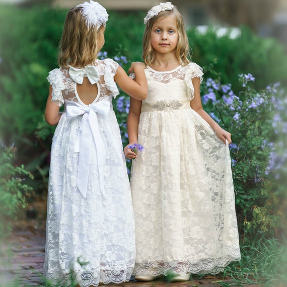 Flower Girl Dress, Bohemian Flower Girl Dress, Rustic Flower Girl