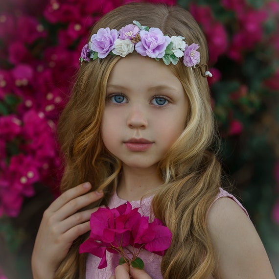 Corona de flores de primavera, tiara de flores para niños pequeños, corona  floral para bebés, halo de flores, corona de flores boho, corona de niña de  flores, corona de cabello floral 