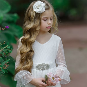 Lace Flower Girl Dress, Flower Girl Dresses, Rustic off White Flower ...