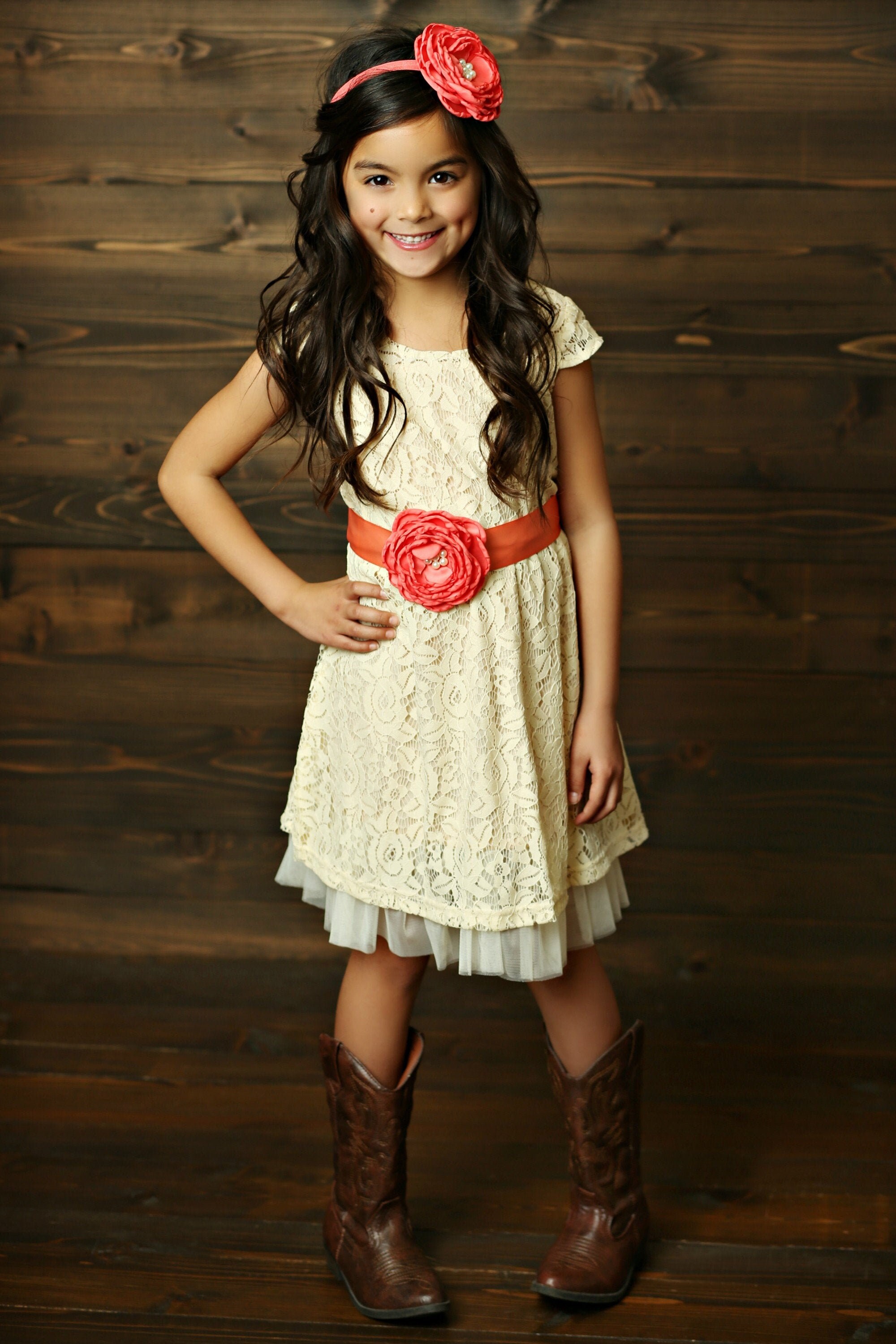 Cream Girls dress lace flower Rustic flower girl dress Etsy