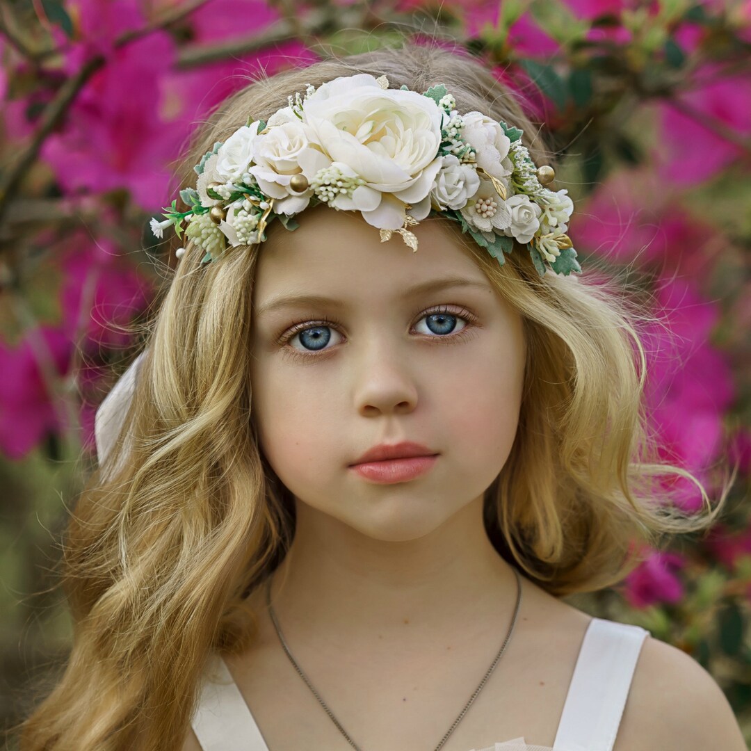 White Flower Crown, Flower Tiara, Floral Crown, Flower Halo, Bohemian
