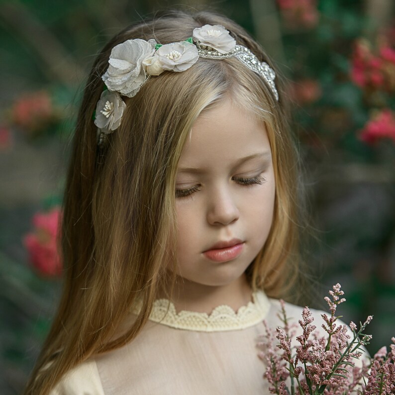 Pink Baby Headband Flower Girl Headband Blush Pink Flower Etsy