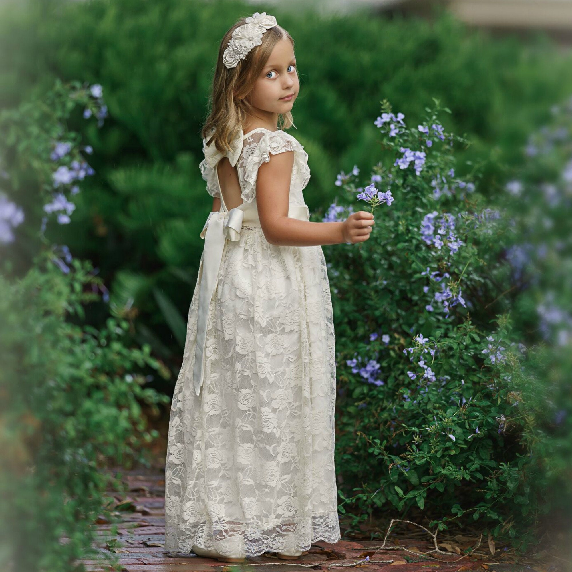 Beach flower girl dress junior bridesmaid dress rustic | Etsy
