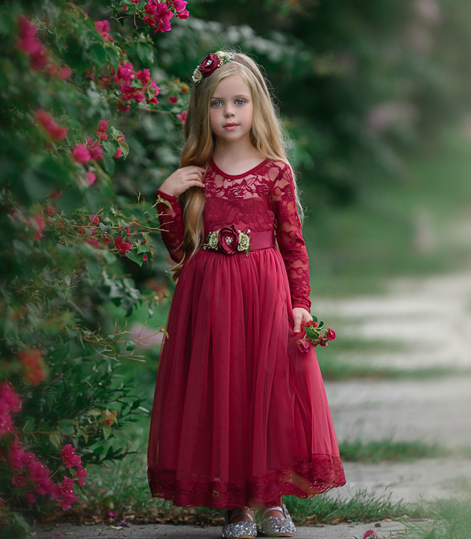 Burgundy Lace Flower Girl Dresschristmas Rustic Lace Flower - Etsy