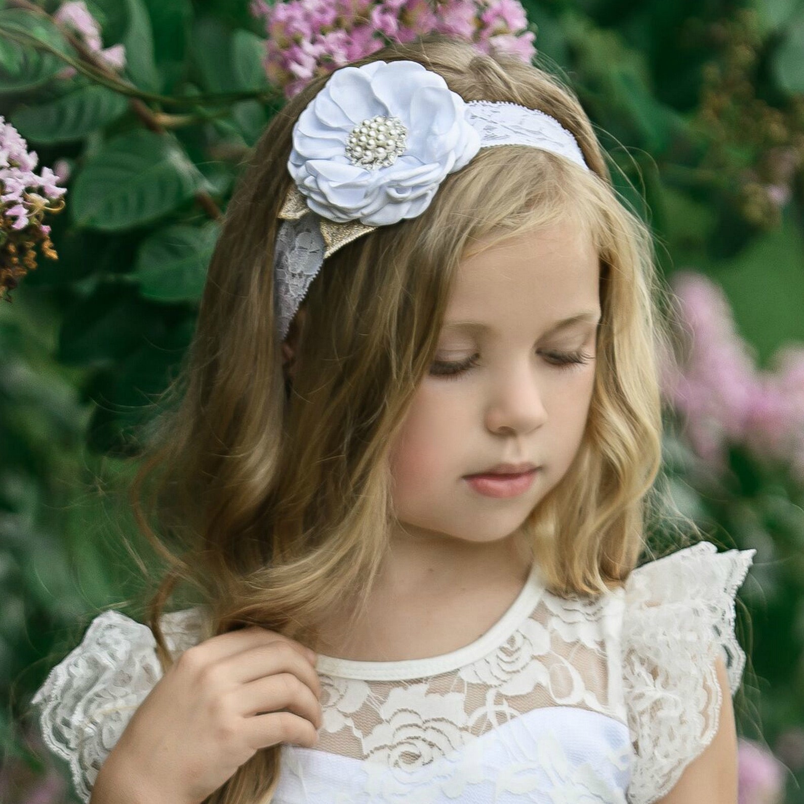 Blush Headband Flower Feather Headband Girl Headband Couture Etsy