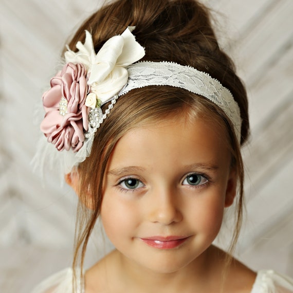 Diademas para niñas, diadema de plumas de flores, diadema para niñas,  diadema de alta costura, diadema para niñas, diademas para bebés, diadema  de encaje, arcos para el cabello, boda -  México