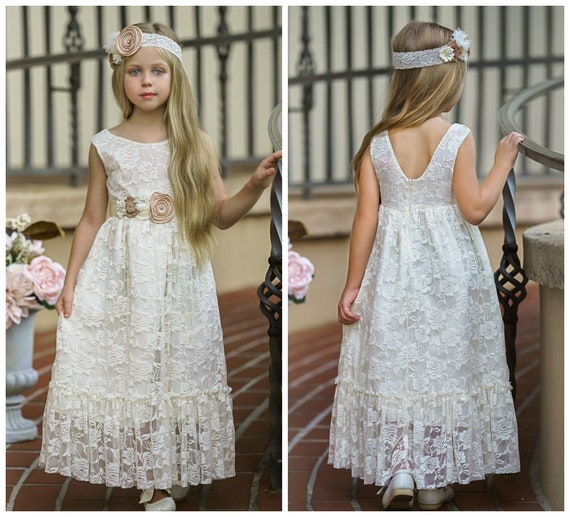 SALE Ivory Flower Girl Dress,girl Lace Dress,country Flower Girl,rustic  Flower Girl Dress,bohemian Flower Girl Dress,flower Girl Dresses 186 -   Canada