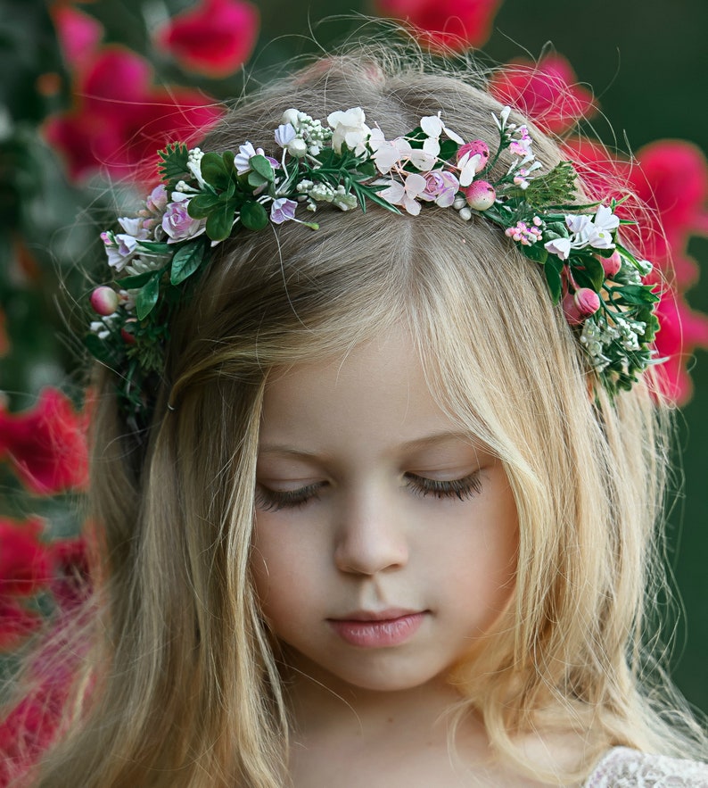 Girls Flower Crown Floral Crown Girls Flower Tiara Etsy