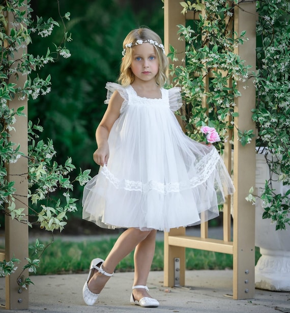 Off White Flower Girl Dress Flower Girl Dresses Tulle Flower - Etsy