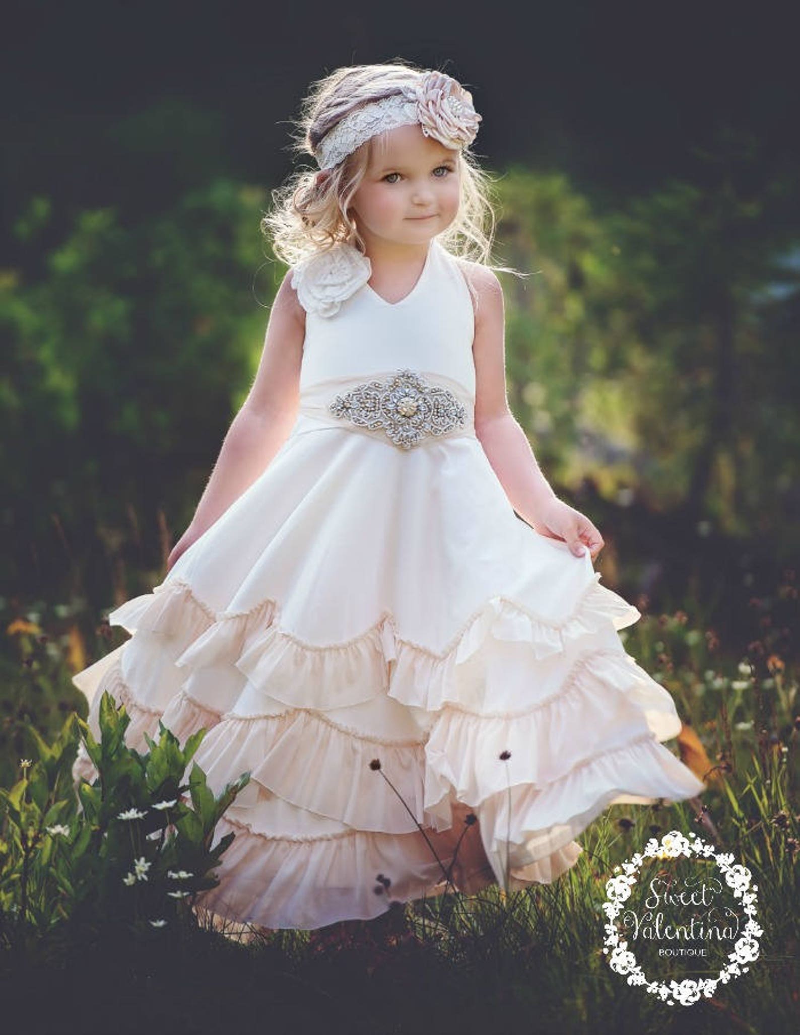 Flower girl dress boho flower girl dressrustic Ivory flower Etsy