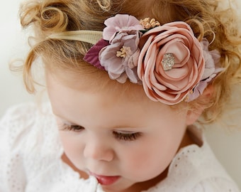 Bandeaux pour bébé, bandeau bébé fille, bandeau floral en nylon, bandeau couronne de fleurs, bandeaux en nylon, bandeau pour nouveau-né, bandeau pour bébé, noeuds pour les cheveux