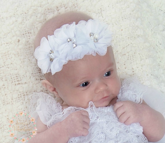 white baby headband