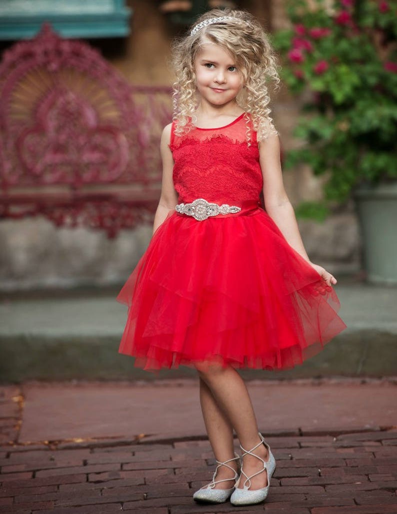 SALE Red Flower Girls Dress Flower Girl Dresses Rustic Lace Etsy