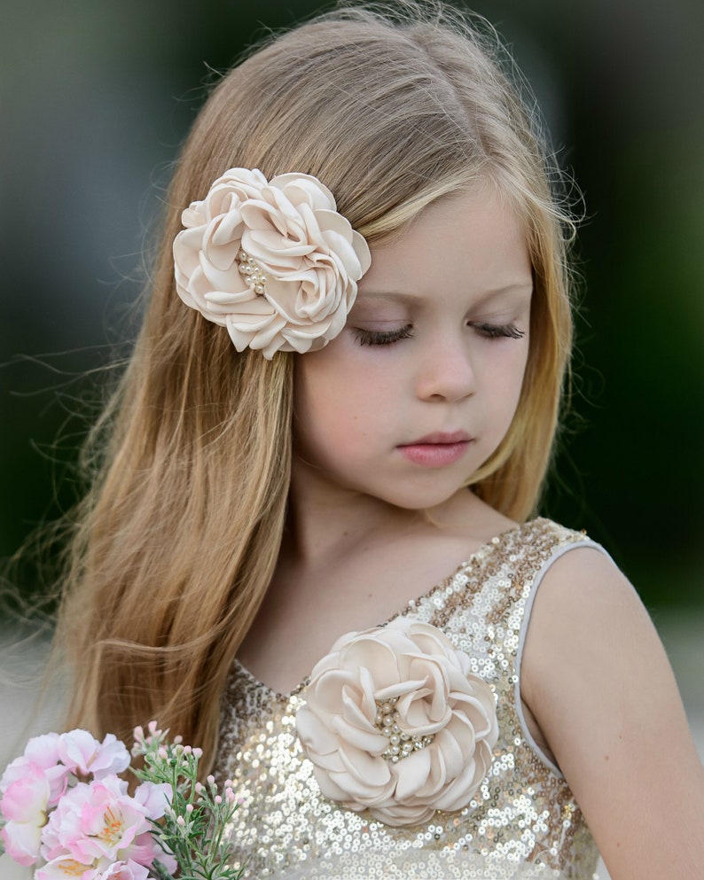 Flower girl dress Ivory gold flower girl dress Flower girl Etsy
