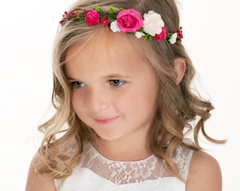 White Flower Crown, Floral Halo, Bohemian Flower Girl Tiara