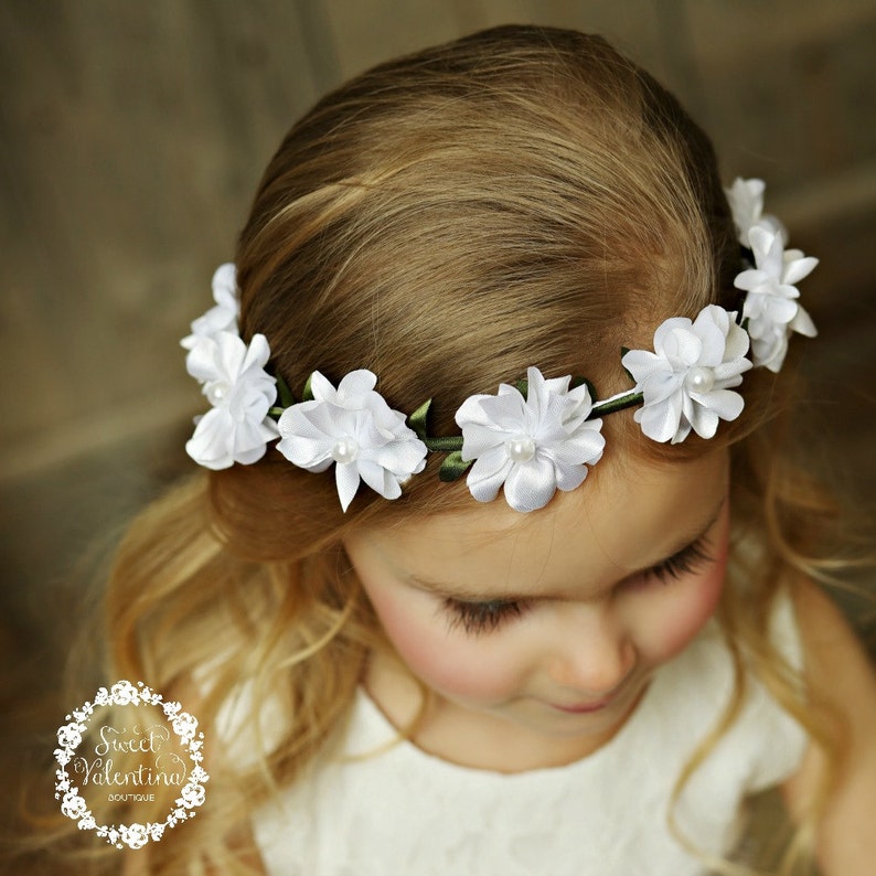 Baby Headbands Flower Girl Headband Girls Flower Crown Flower Halo,Ivory Flower Crown