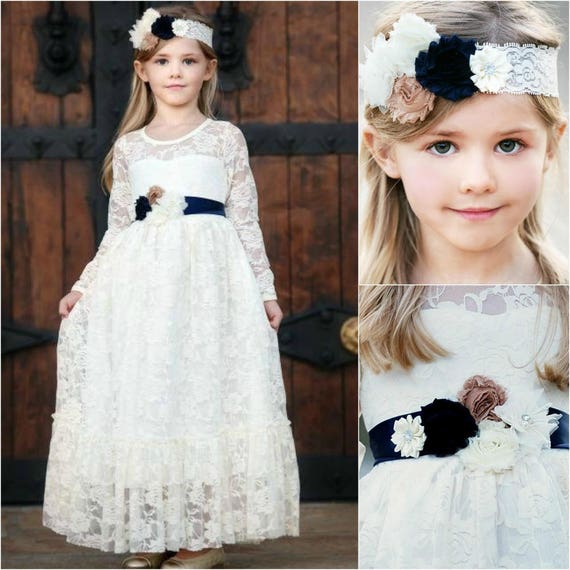 ivory long sleeve flower girl dress