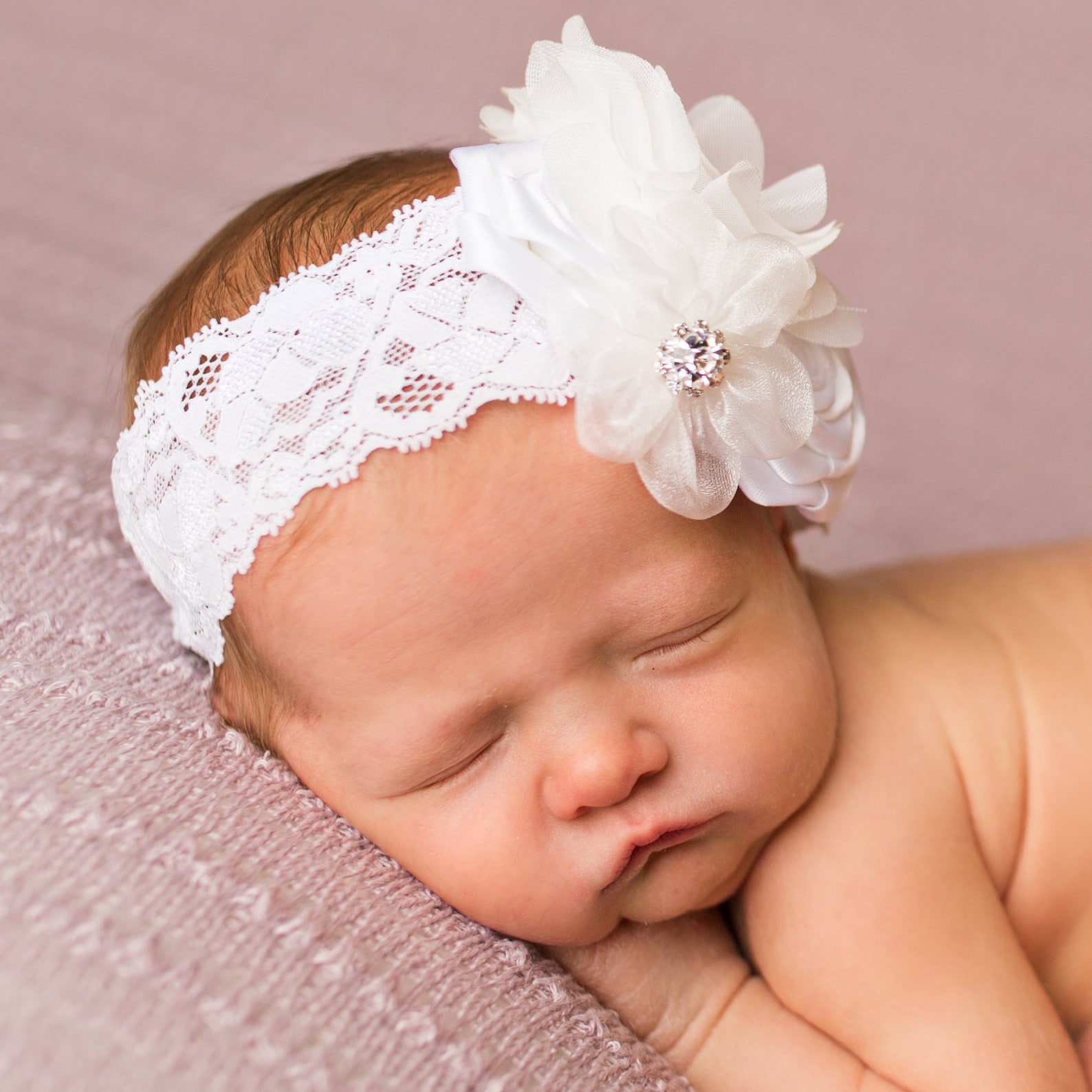 Ivory Baptism Headband, Christening Headband, Baptismal Hair Bow, Baby