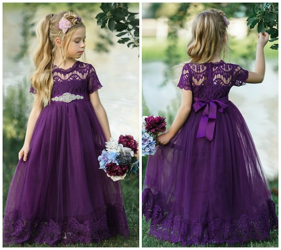 aubergine flower girl dresses