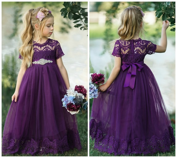 plum colored flower girl dresses