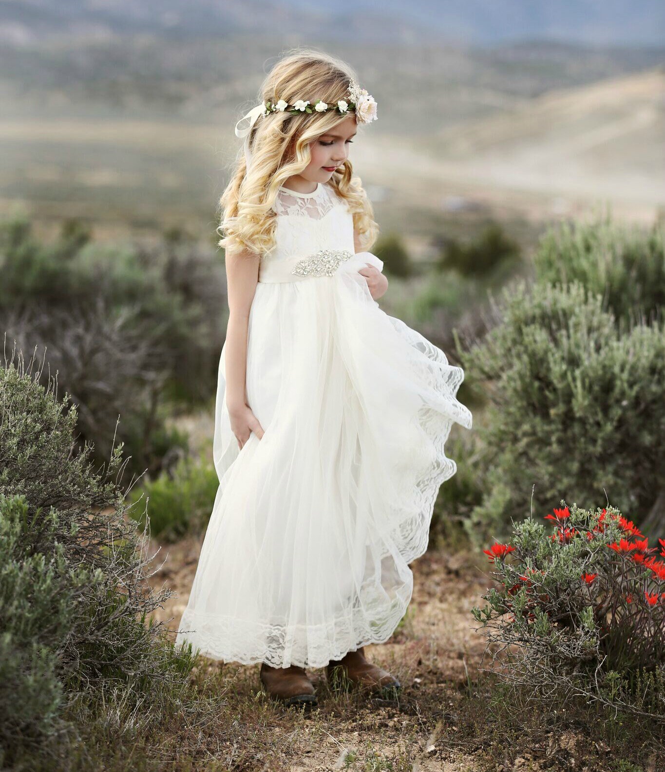 SALE Ivory Flower Girl Dress Tulle Flower Girl Dress Rustic - Etsy Israel