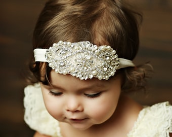 Baby headband,Newborn headband,Baby headbands, baptism Christening headband,flower girl headband, Wedding headband,Flower Girl headband.