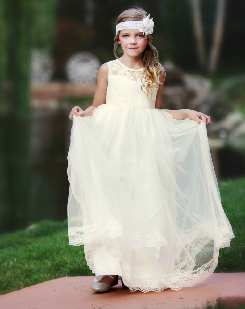 SALE Ivory Flower Girl Dress Tulle Flower Girl Dress Rustic Etsy