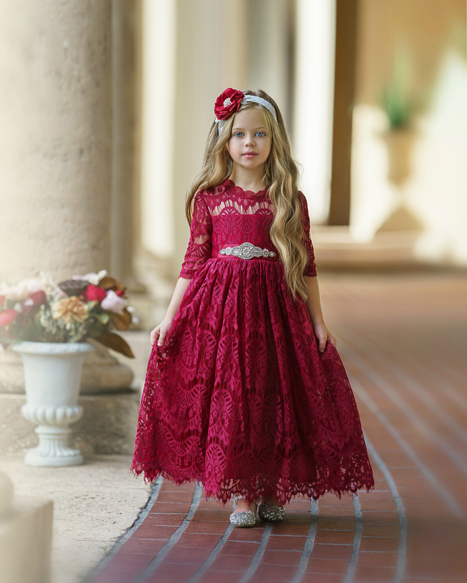 Lace Flower Girl Dress Burgundy Lace Flower Girl Dress Etsy