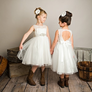 Flower Girl Dress, Flower girl dresses, Off White lace dress, lace baby dress, country flower girl, rustic flower girl, communion dress 35