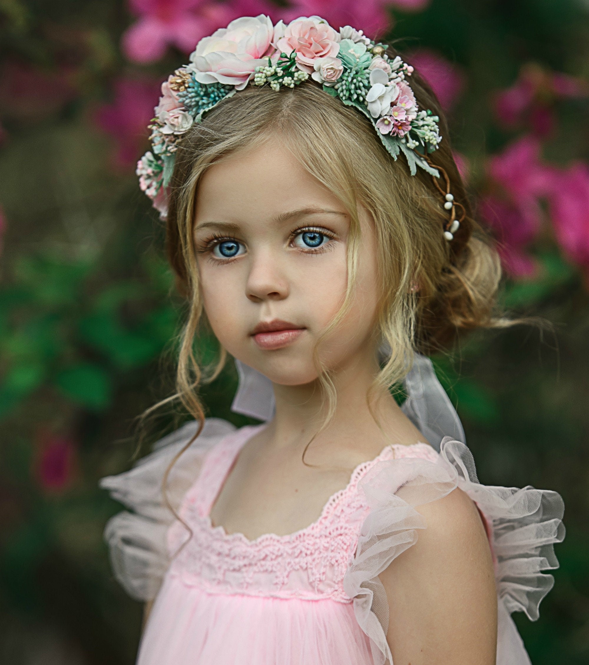 Blush Pink Flower Crown, Flower Tiara, Floral crown, Flower Halo