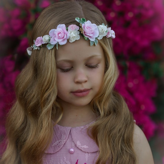 de niña de flores de corona de pelo - Etsy México