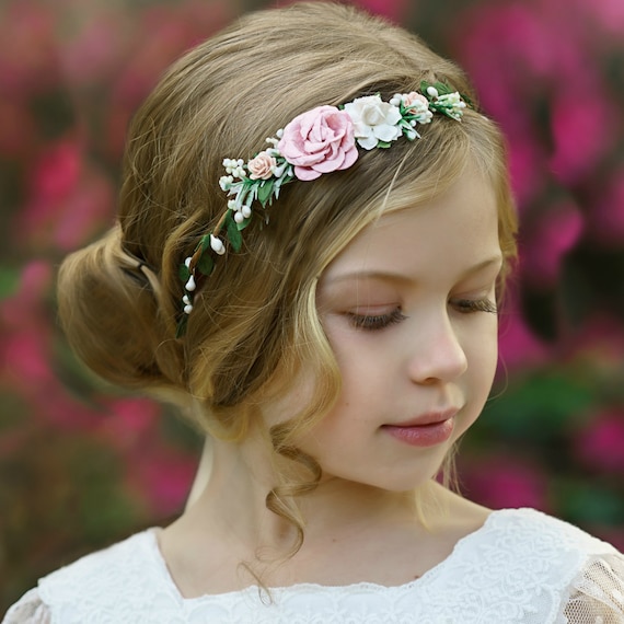 Corona de flores para niñas floral tiara de - Etsy