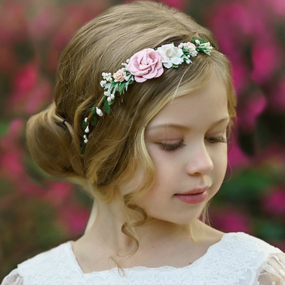 Corona de flores para niñas, corona floral, tiara de flores para niñas,  corona de flores boho, corona de flores para niños pequeños, corona de niña  de flores, corona de cabello floral 