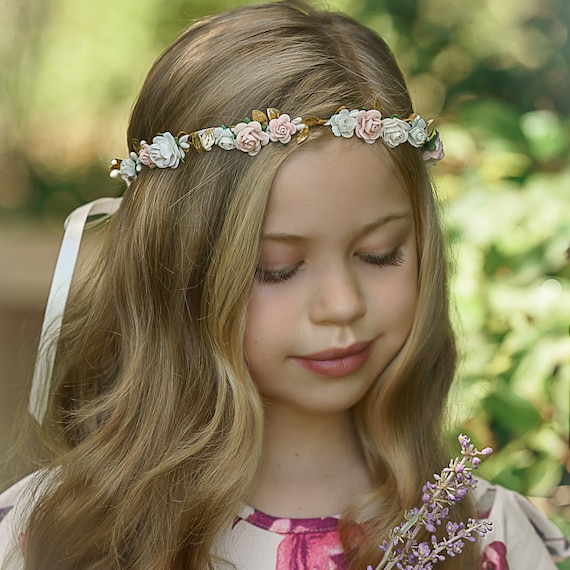 Corona de flores para niñas, corona floral, tiara de flores para niñas,  corona de flores boho, corona de flores para niños pequeños, corona de niña  de flores, corona de cabello floral 