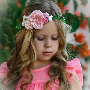 Blush Pink Flower Crown, Flower Tiara, Floral crown, Flower Halo, Bohemian flower crown, Bridal Crown, Flower girl Crown, Floral Hair Wreath