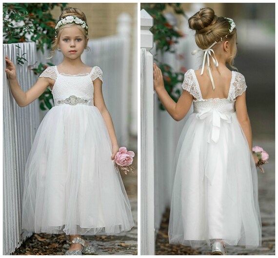 white lace communion dress