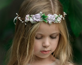 Lavender Flower Crown, Bohemian Floral Hair Wreath, Bridal Tiara