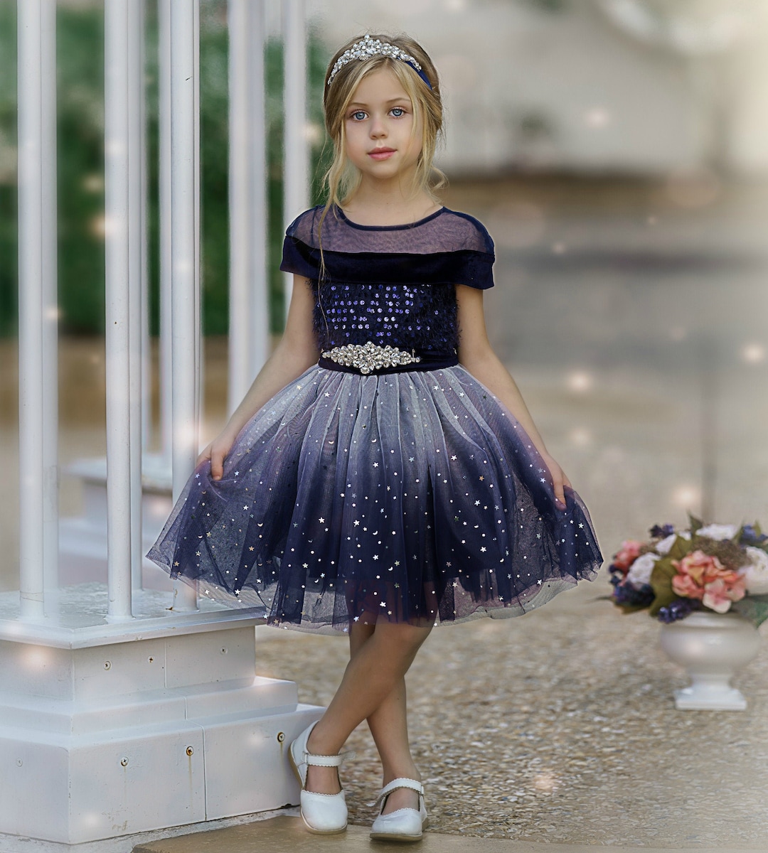 NAVY BLUE Flower Girl Dress, Baby Girl Dress, Toddler Tulle Dress ...