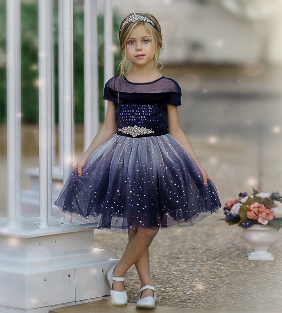 NAVY BLUE Flower Girl Dress, Baby Girl Dress, Toddler Tulle Dress, Girls  Fancy Dresses, Christmas Flower Girl, Wedding Girl Tutu Dress 156 