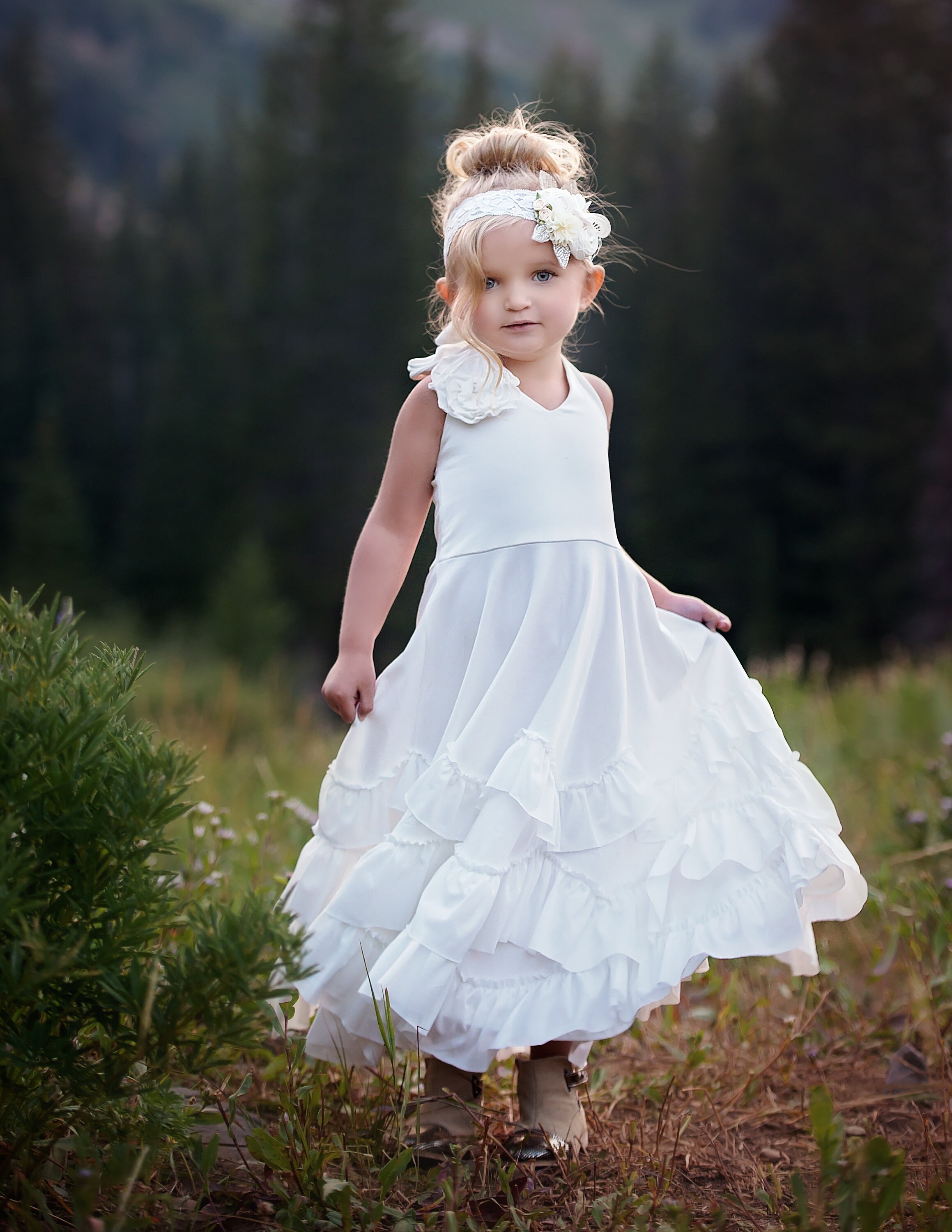 CLEARANCE Flower Girl Dress Boho Flower Girl Dress Rustic Flower Girl Dress Bohemian Flower Girls Dresses Beach Wedding Girls Dress 100 Etsy