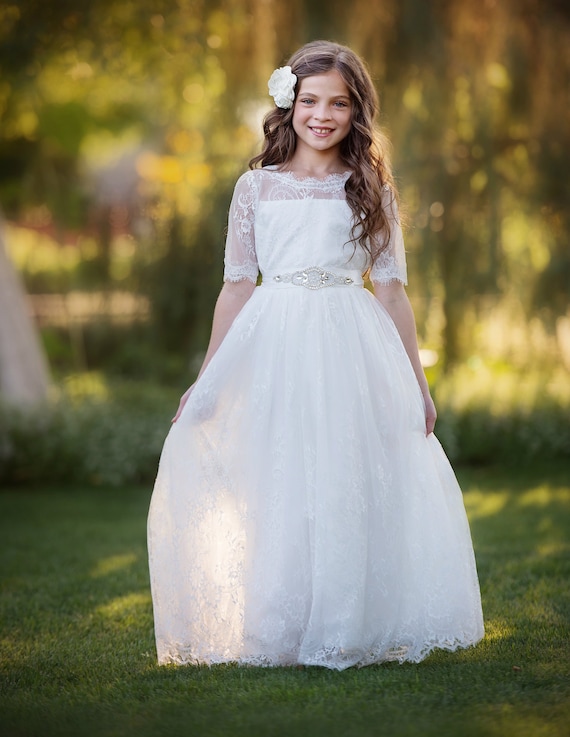 Robe de fille fleur blanche robe de première communion robes - Etsy France