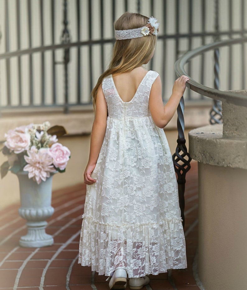 Navy Blue Lace Flower Girl Dress Bohemian Flower Girl | Etsy