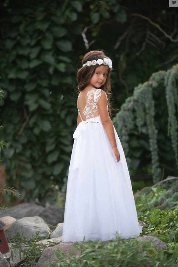 lace boho flower girl dresses