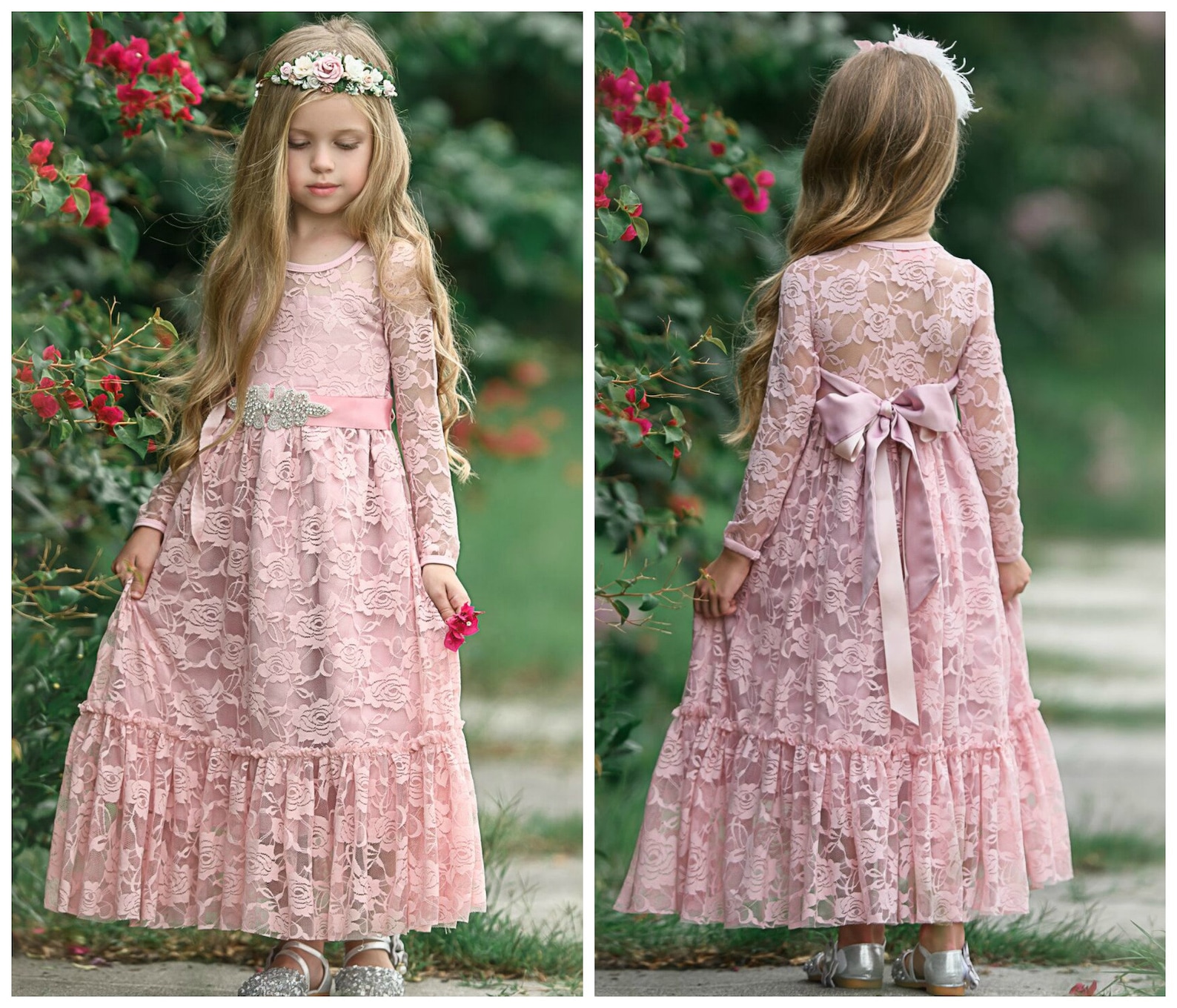 Flower Girl Lace Dresscountry Lace Dresschampagne Lace Etsy