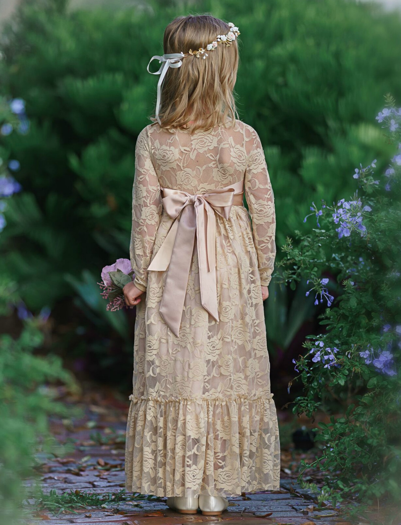 Flower Girl Lace Dress country Lace Dress champagne Lace Dress rustic flower-girl-lace-dress-country-lace-dress-champagne-lace-dress-rustic