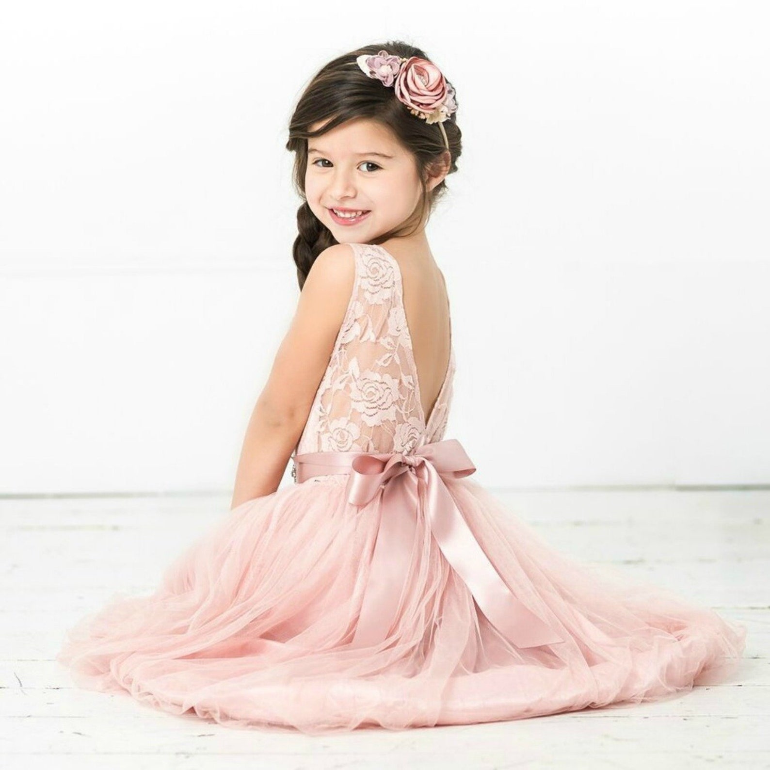 SALE Dusty Rose Flower Girl Dress Flower Girl Dresses Girls Etsy