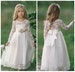 Flower girl dress,girl lace dress,Communion ivory lace dress,Country Rustic flower girl dress,long sleeve tulle dress,Flower girl dresses 56 