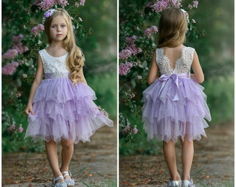 Lavender Flower Girl Dress,Flower girl dress ,lace flower girl dress ,tulle flower girl dress,Lilac flower girl dress, rustic flower girl 06